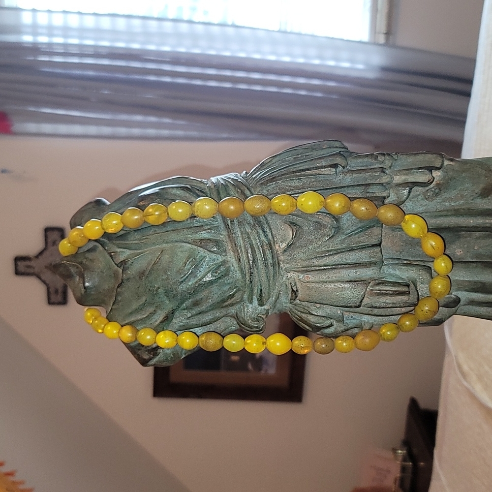 Yellow Tomato Bead Necklace Ethiopia African Glass ♡ ♤